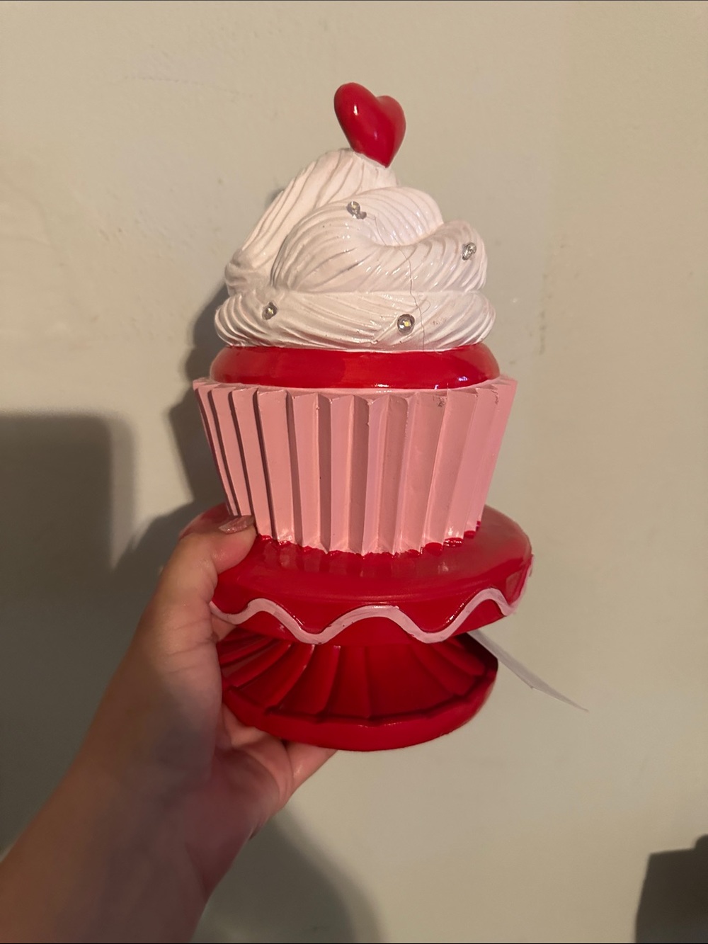Cupcake Jewelry Dish - Pink & Red Decorative Trinket Holder